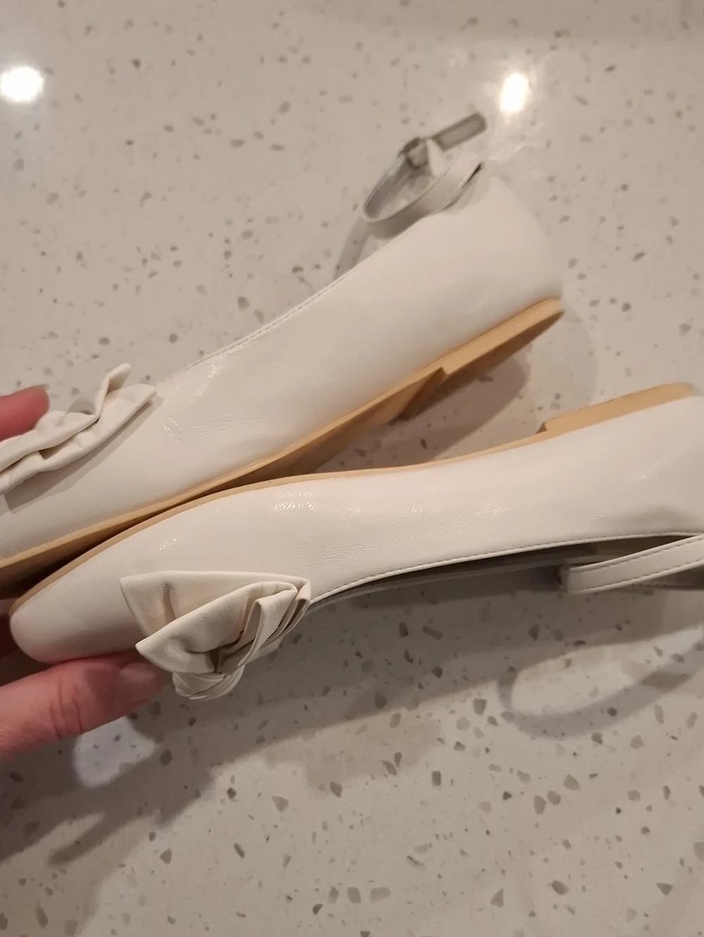 Janie And Jack Girls White Bow Flats Size 4